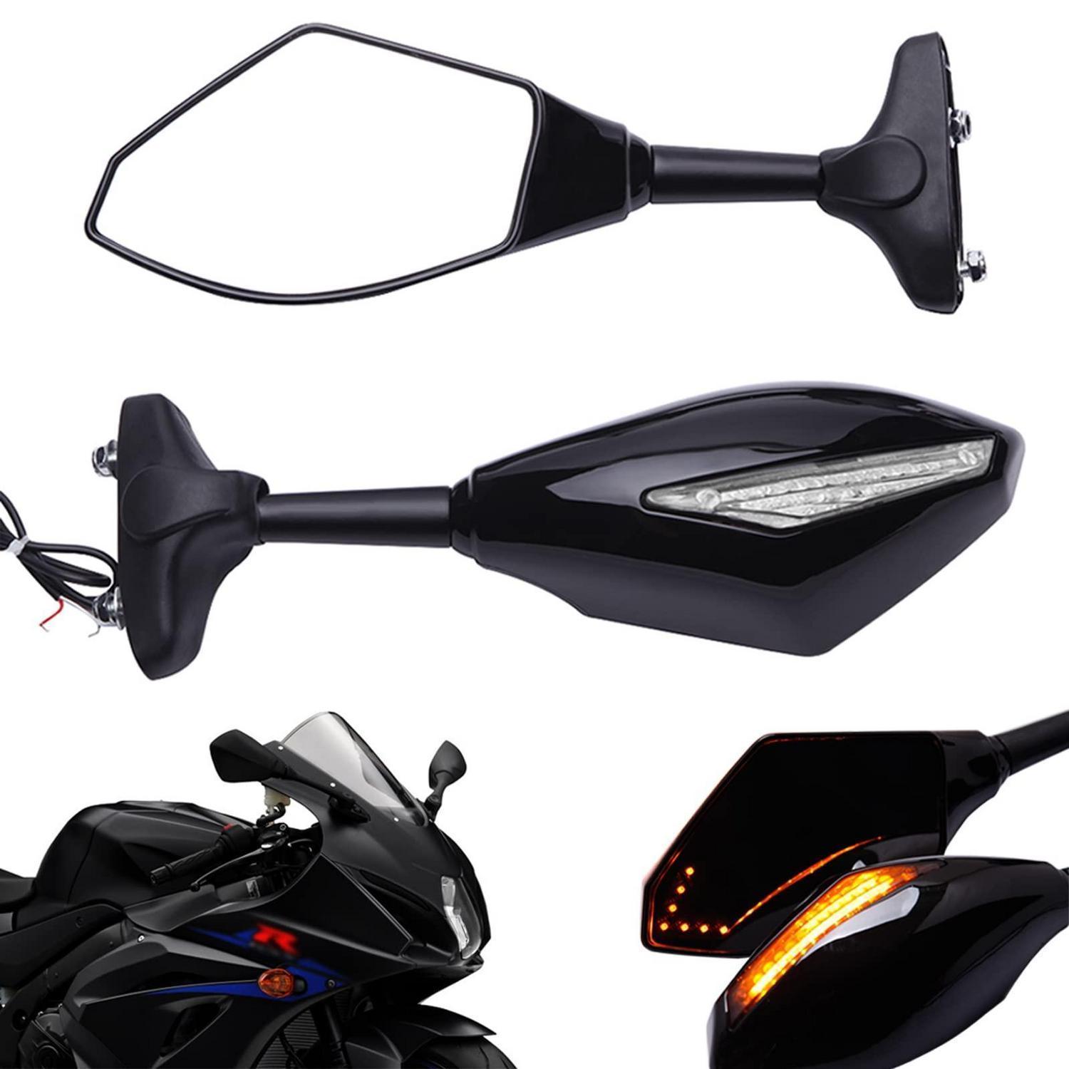 Motorradspiegel Mit Pfeil-led-blinkern, Glanzschwarz, Klarglas
