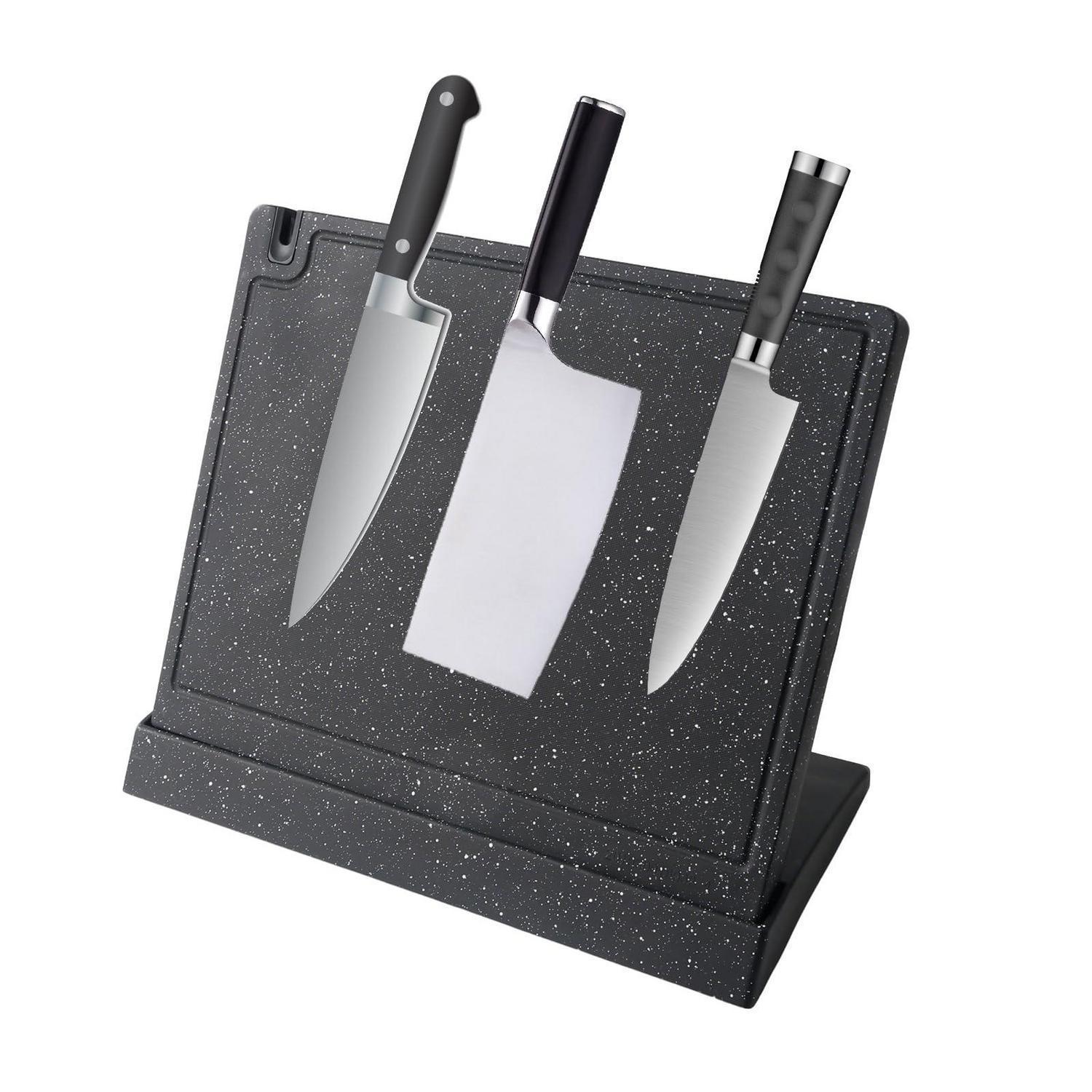 Magnetischer Messerblock 27x19cm Mit Fach, Bohrfrei, Spülmaschinenfest, Schwarz