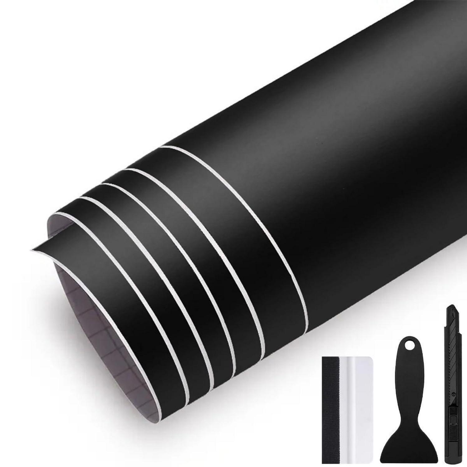 Autofolie Matt Schwarz Blasenfrei 30x300cm Mit Werkzeug-set