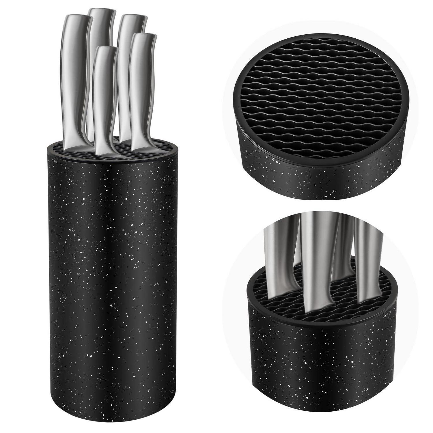 Messerblock Universal Schwarz Mit Wellen-deckel Und Kippschutz