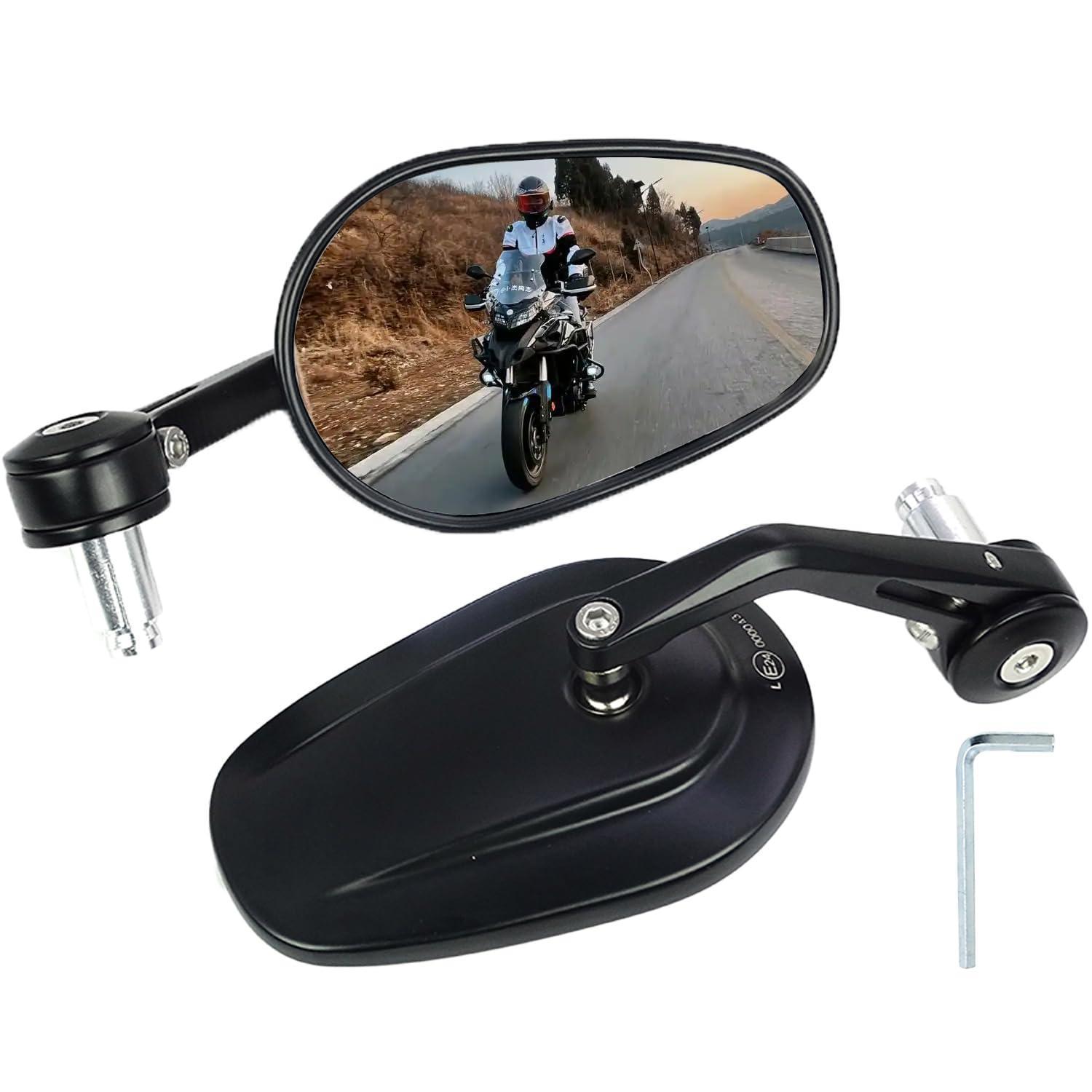 Motorrad Lenkerendenspiegel 2 Stück E-geprüft 360° Drehbar Für 22mm Lenker