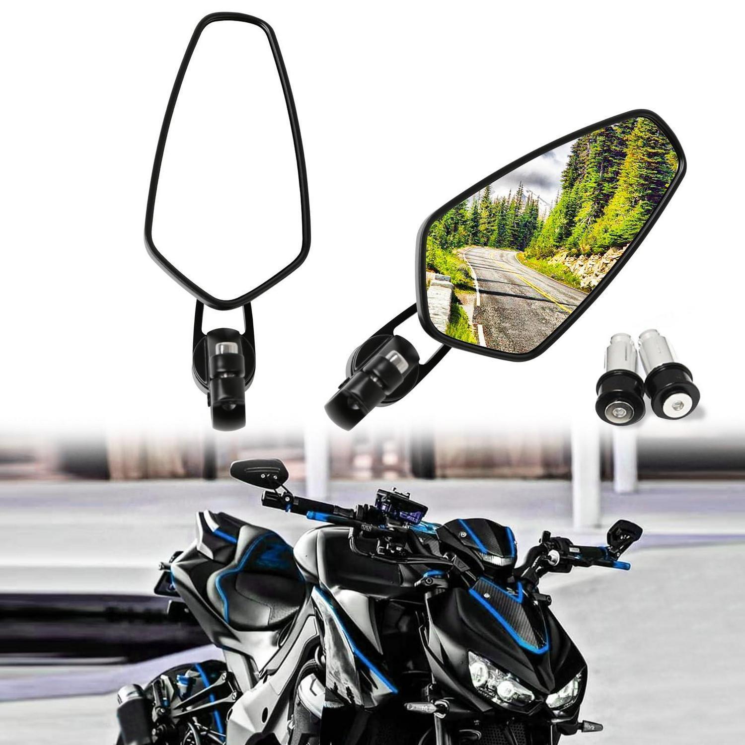 Motorrad Lenkerendenspiegel 7/8 Zoll 22mm Aluminiumlegierung Schwarz