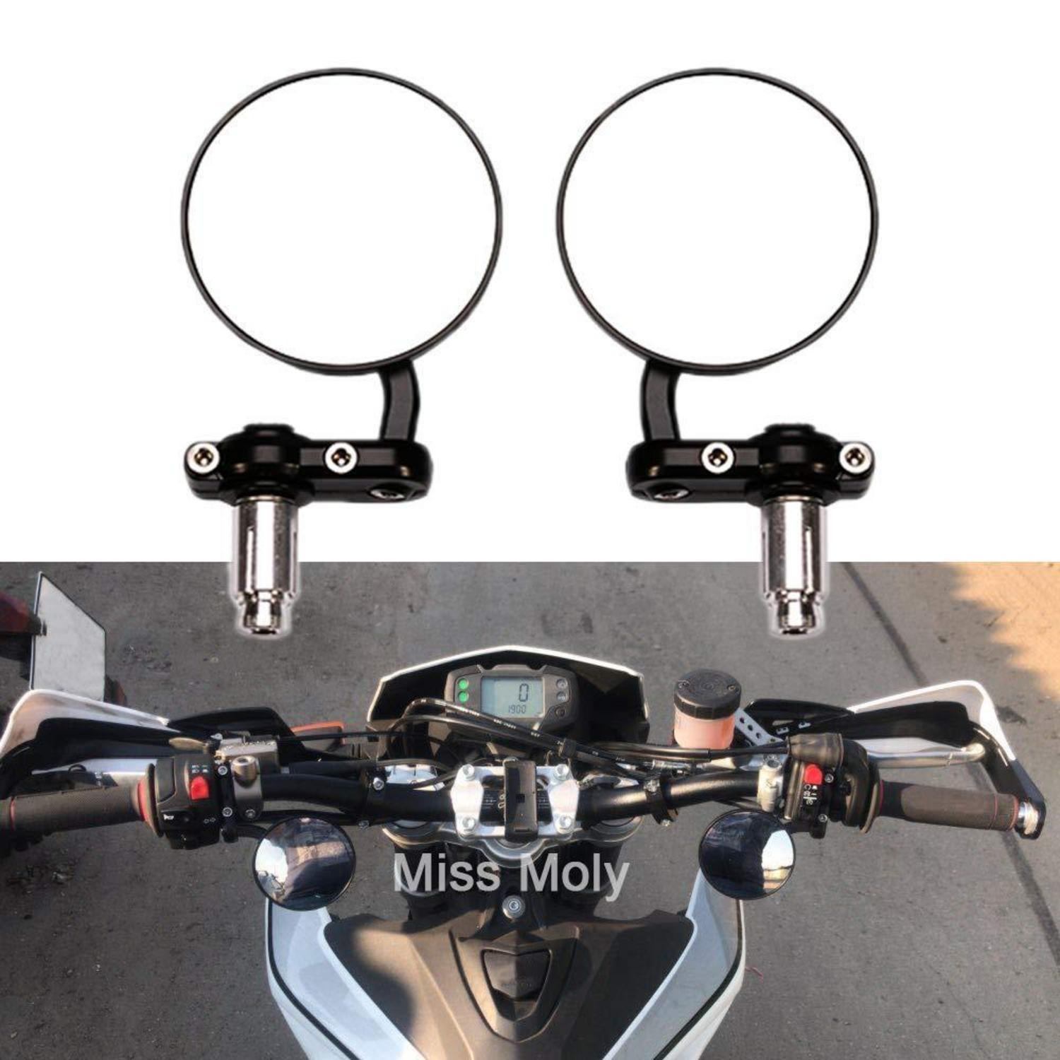 Motorrad Lenkerendenspiegel Rund 7/8 Zoll Schwarz Wasserdicht