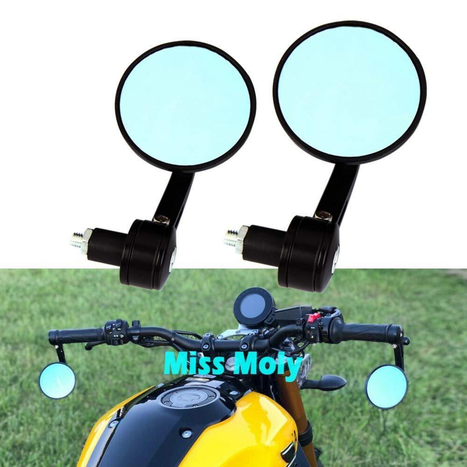 Motorrad Lenker Spiegel Rund 22mm 7/8 Zoll Blau Glas Blendschutz
