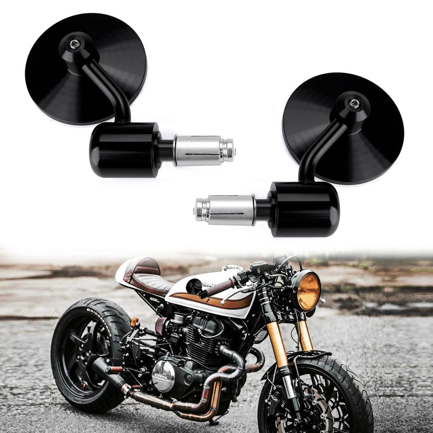 Motorrad Lenkerendspiegel 7/8 Zoll, 3 Zoll Rund, Schwarz