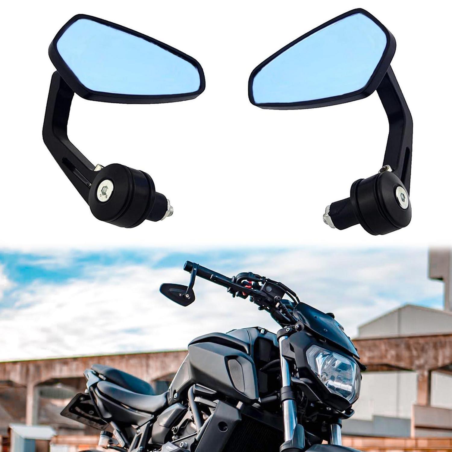 Motorrad Lenkerendspiegel 7/8 Zoll Aluminium Mit Blauem Weitwinkelglas