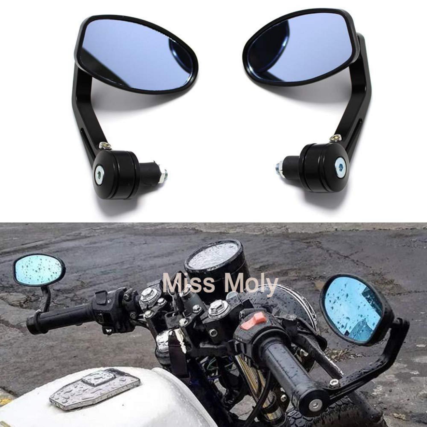 Motorrad Lenkerendspiegel 7/8" 22mm, Drehbar, Blendschutz, Schwarz