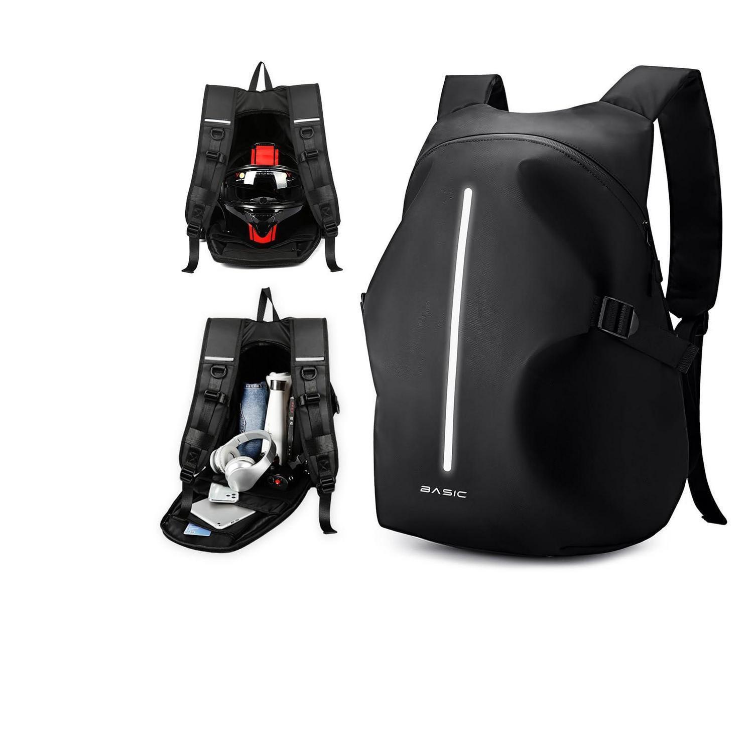 Motorrad Rucksack Wasserdicht Mit Helmhalterung, 50l, Herren Damen, Schwarz