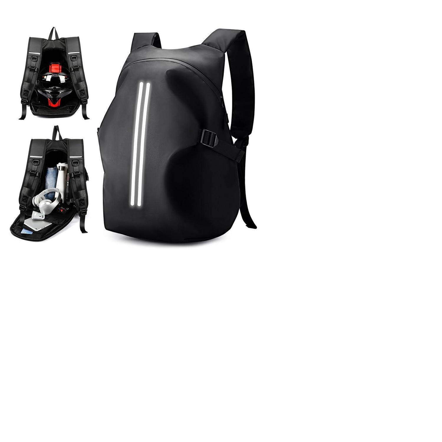 Motorrad Rucksack Wasserdicht Mit Helm-fach, Reflektierend, 50l, Schwarz