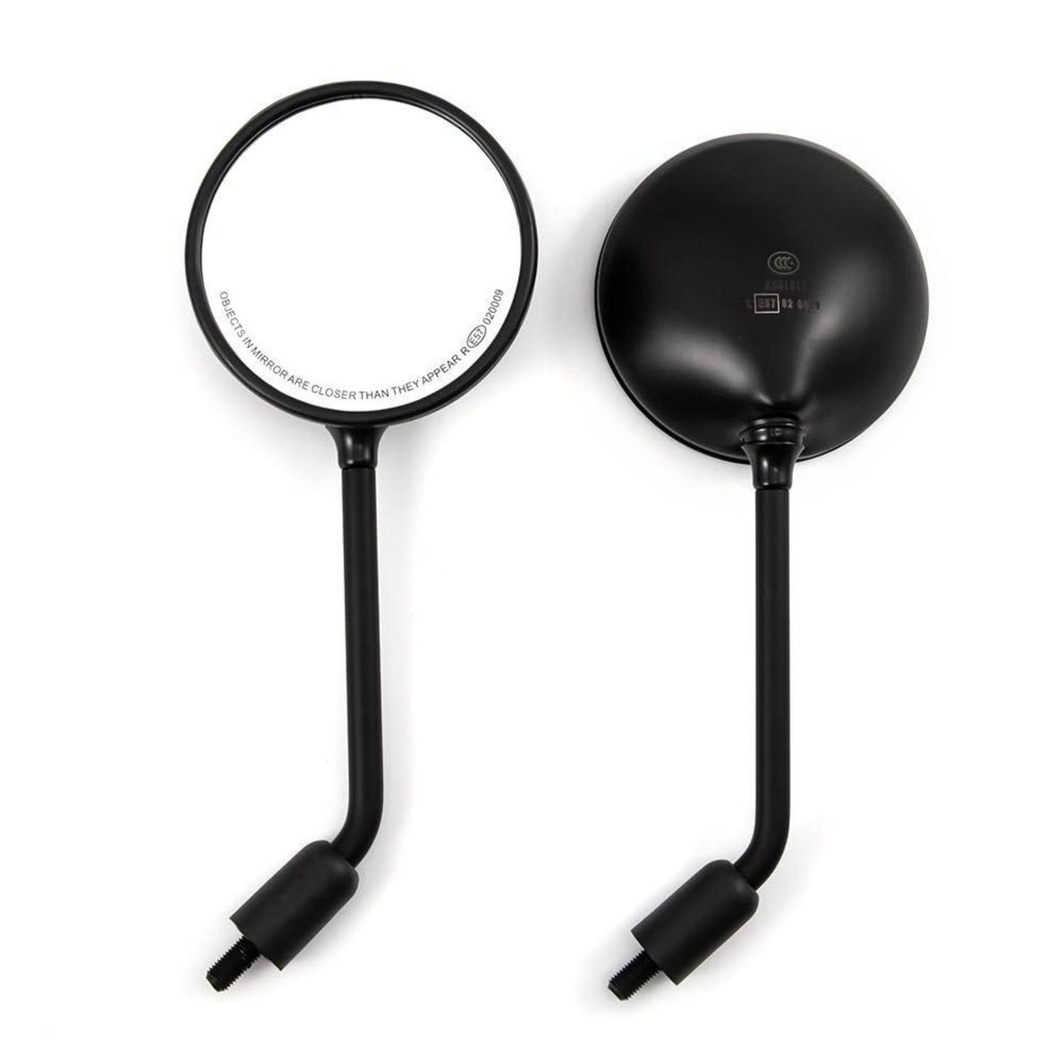 Motorrad Rückspiegel Rund Klassisch Retro Schwarz 8mm 10mm Schrauben Metallschäfte