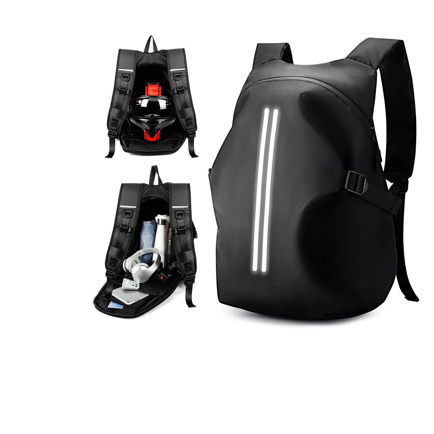 Motorrad Rucksack Herren Damen Wasserdicht Helmrucksack 45l Reflektierend Schwarz