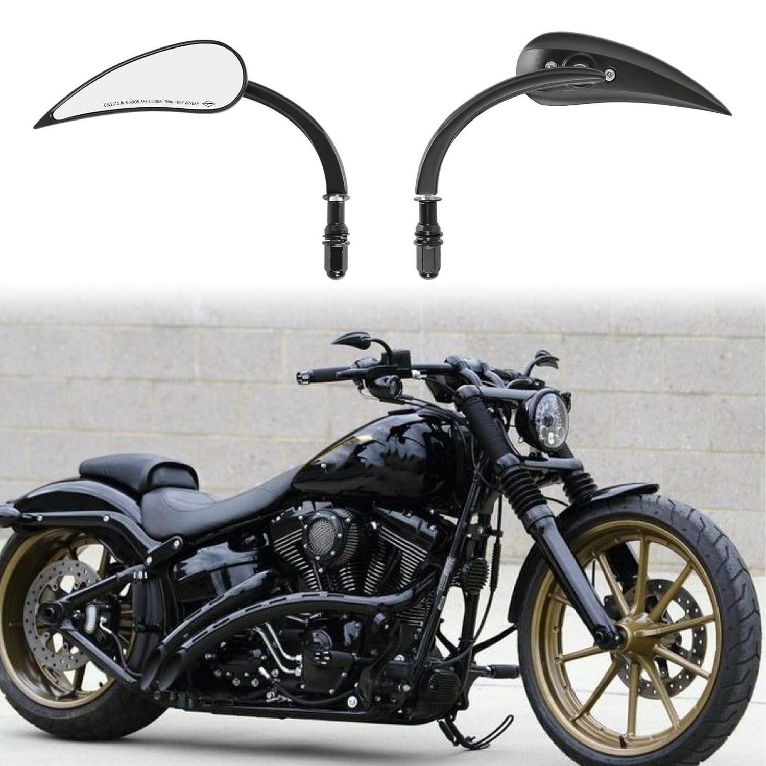 Motorrad Rückspiegel Wassertropfenform Schwarz, 360° Verstellbar, Aluminium
