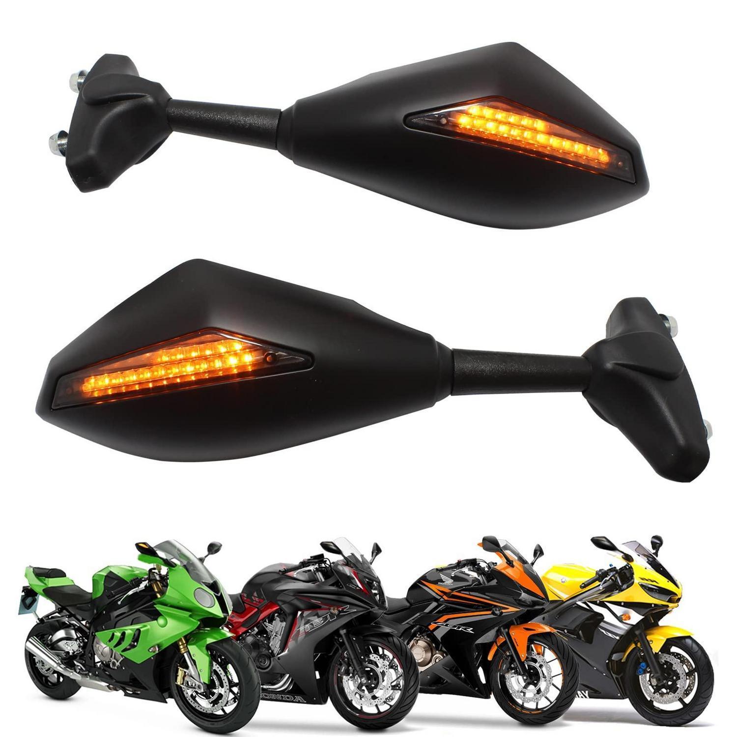 Motorrad Rückspiegel Mit Led Pfeilblinker Matt Schwarz Rauchglas