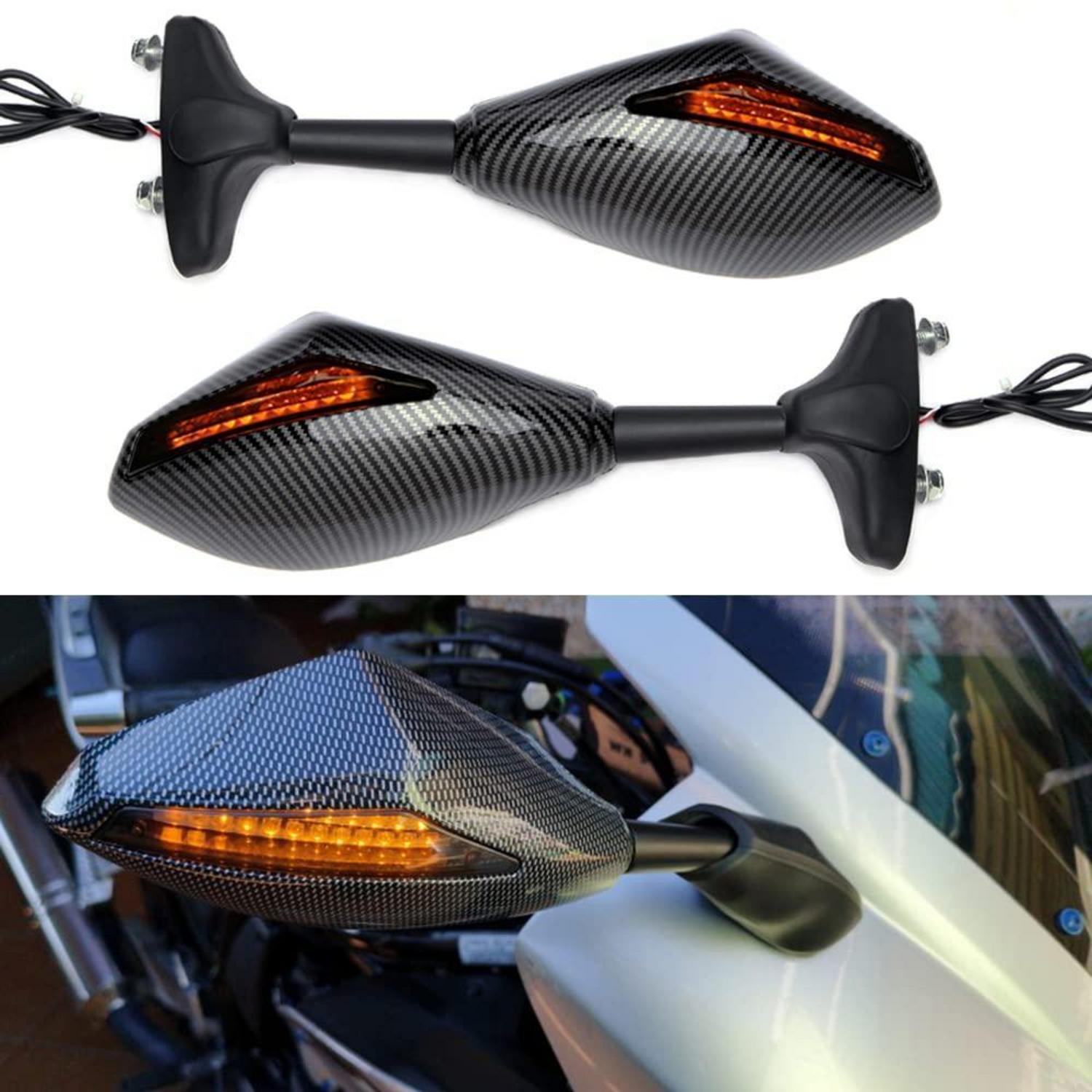 Motorrad Rückspiegel Mit Led Pfeilblinker, Carbon-optik