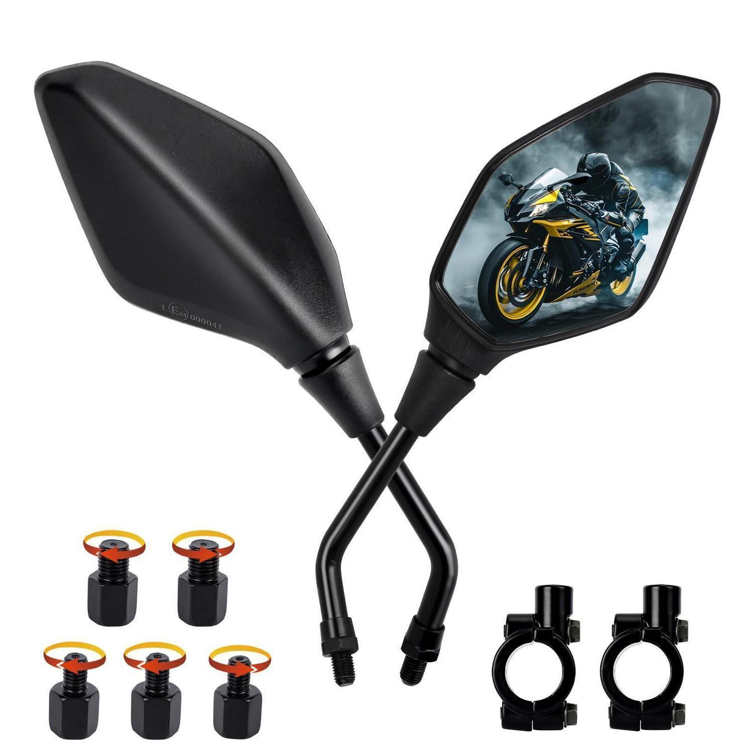 Motorrad Spiegel E-geprüft, Universal M8 M10, Mit Rechts- & Linksgewinde, Für Roller, E-bike, Atv