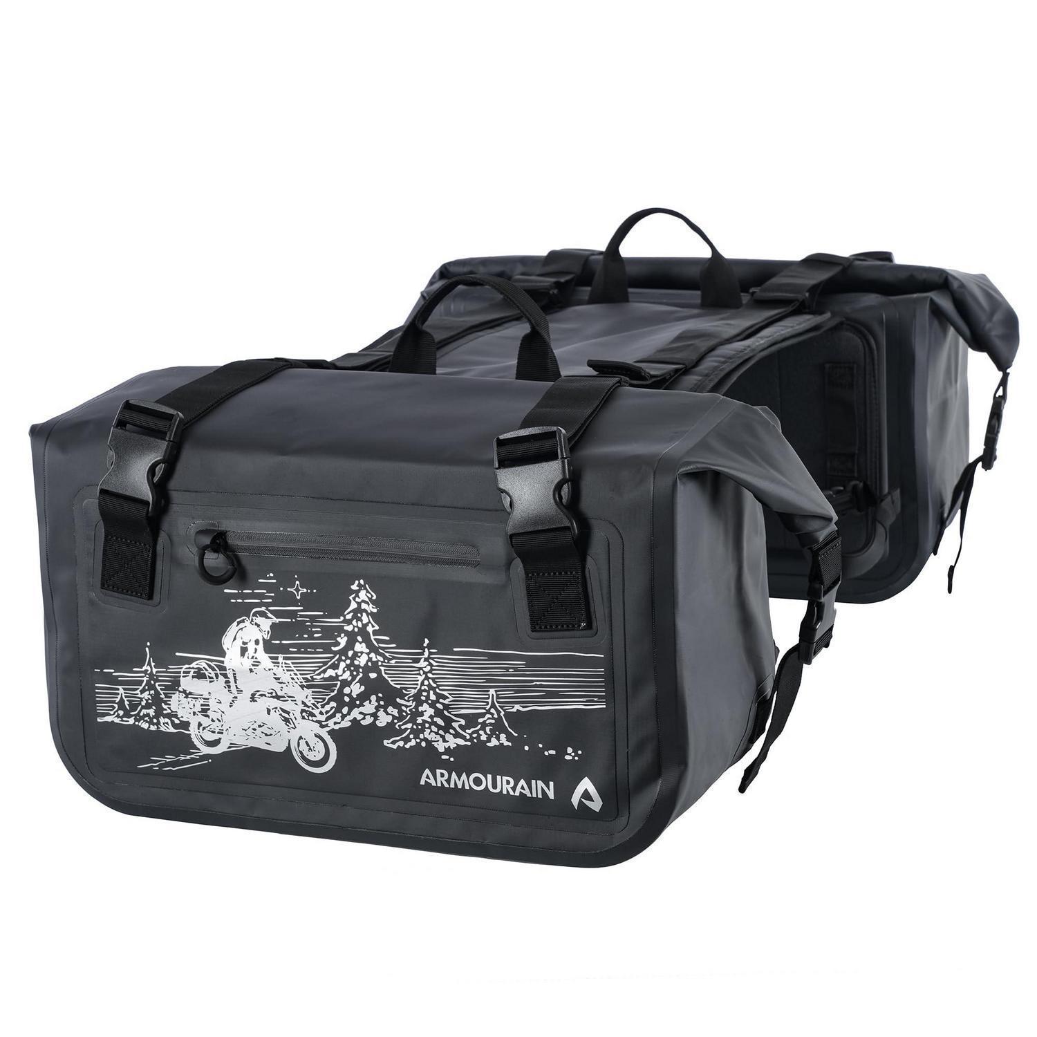 Motorrad Satteltaschen 50l Wasserdicht Schwarz Für Gepäcktransport