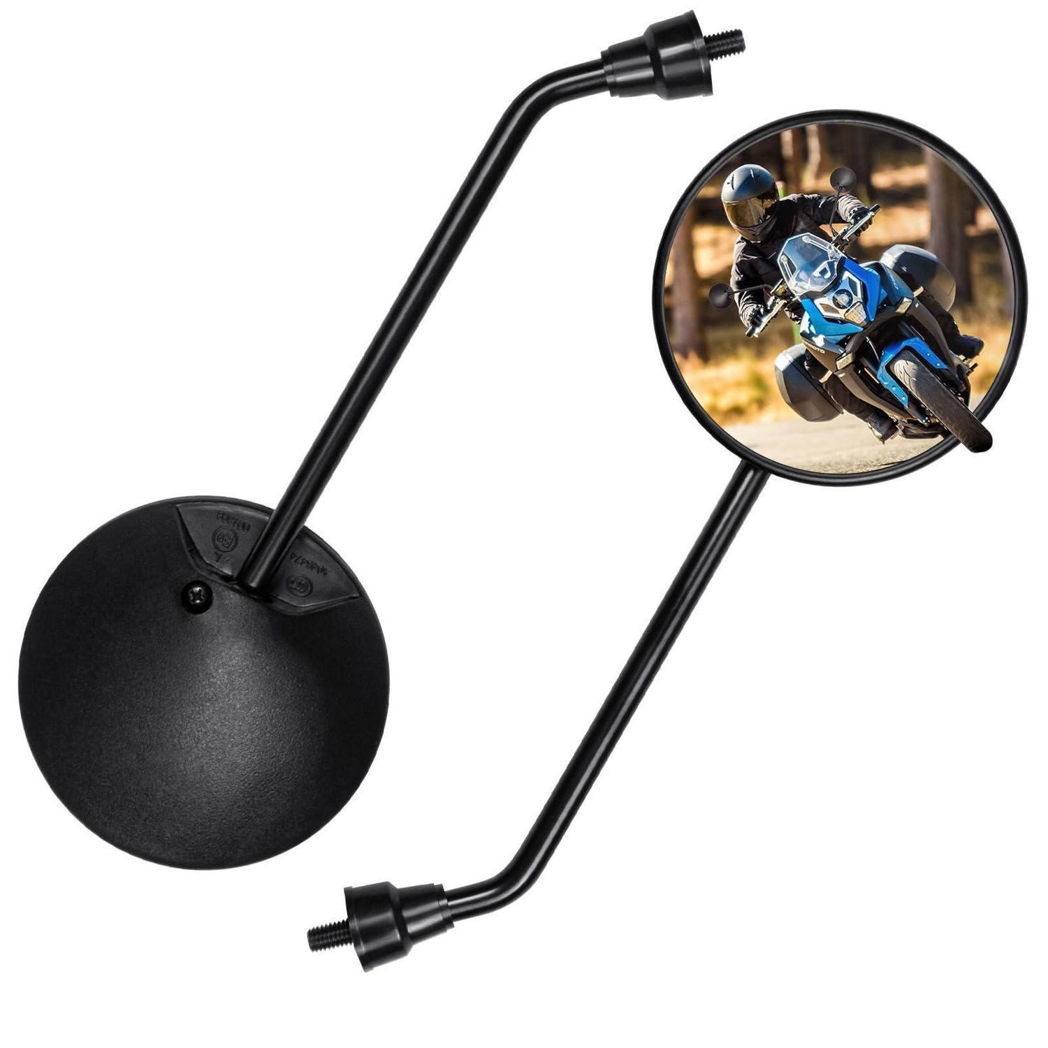 Motorrad Spiegel E9-geprüft 360° Drehbar, M8 Gewinde, Rund, 2 Stück