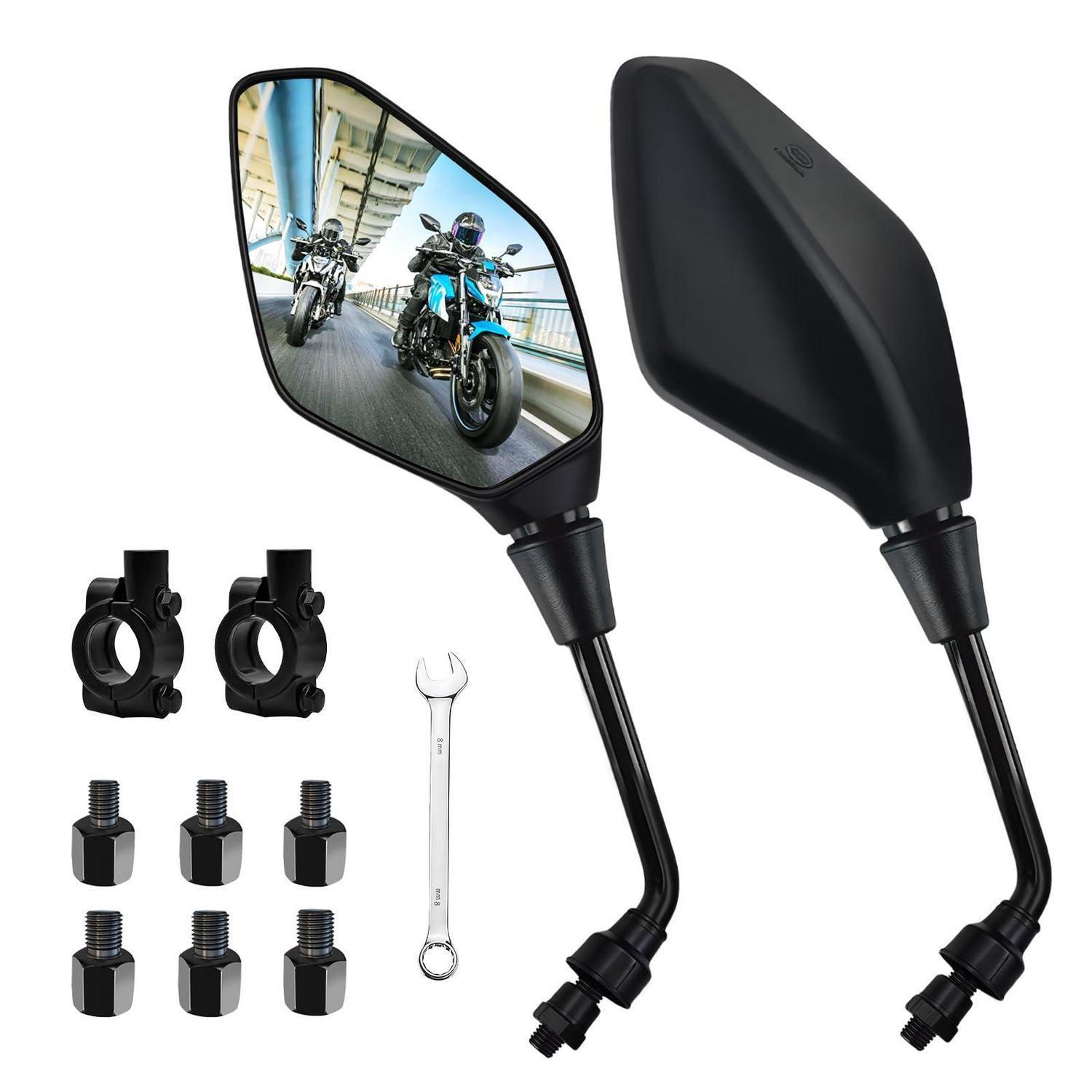 Motorrad Spiegel Set Universal Mit M8/m10 Gewinde Und Lenkerklemme