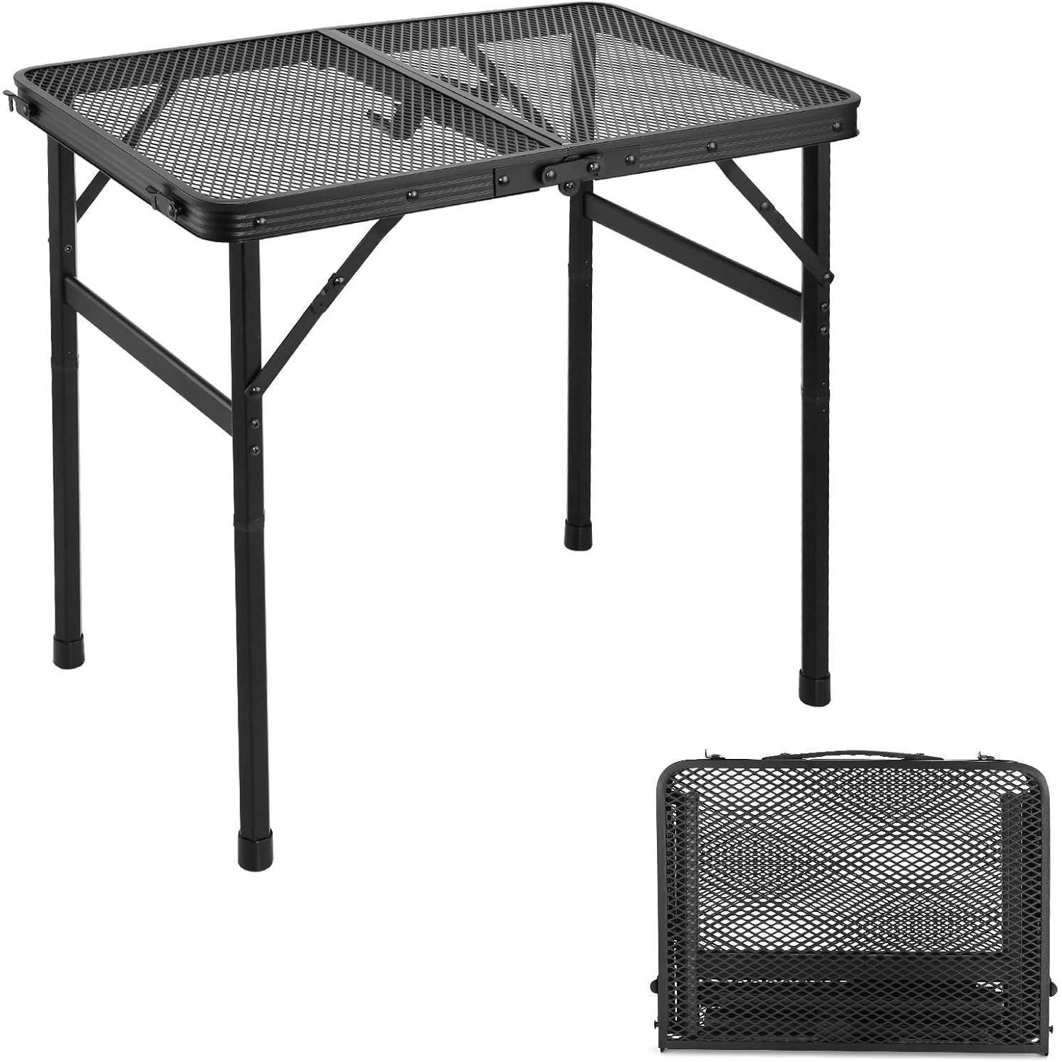 Faltbarer Campingtisch Höhenverstellbar 27/56cm, Aluminium, Outdoor Picknicktisch