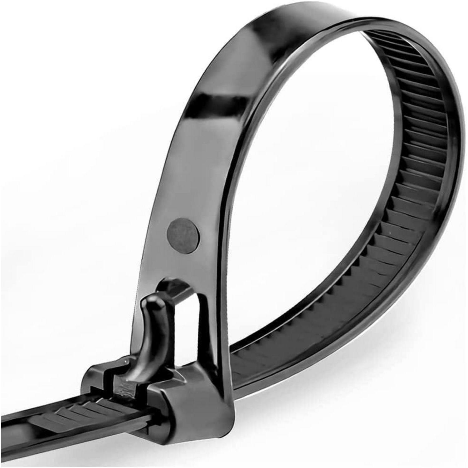 Kabelbinder Wiederverschließbar 200mm X 7,6mm Schwarz Uv-beständig 100 Stück