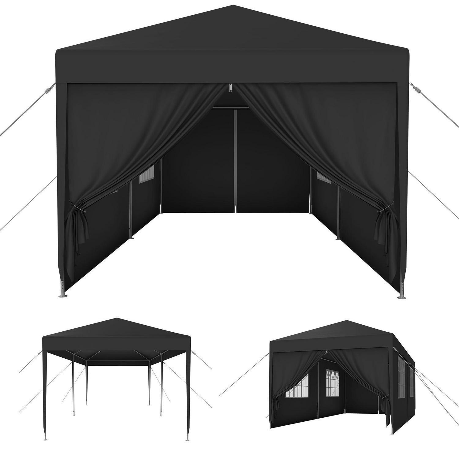 Pavillon 3x6m Wasserdicht Mit Seitenteilen Und Fenstern, Anthrazit