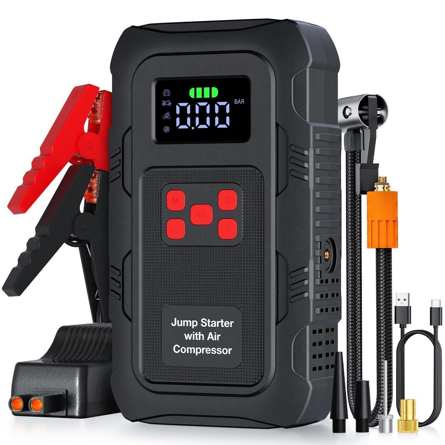 Starthilfe Powerbank Mit Kompressor 6000a Für Pkw, Lkw, Motorrad, Fahrrad