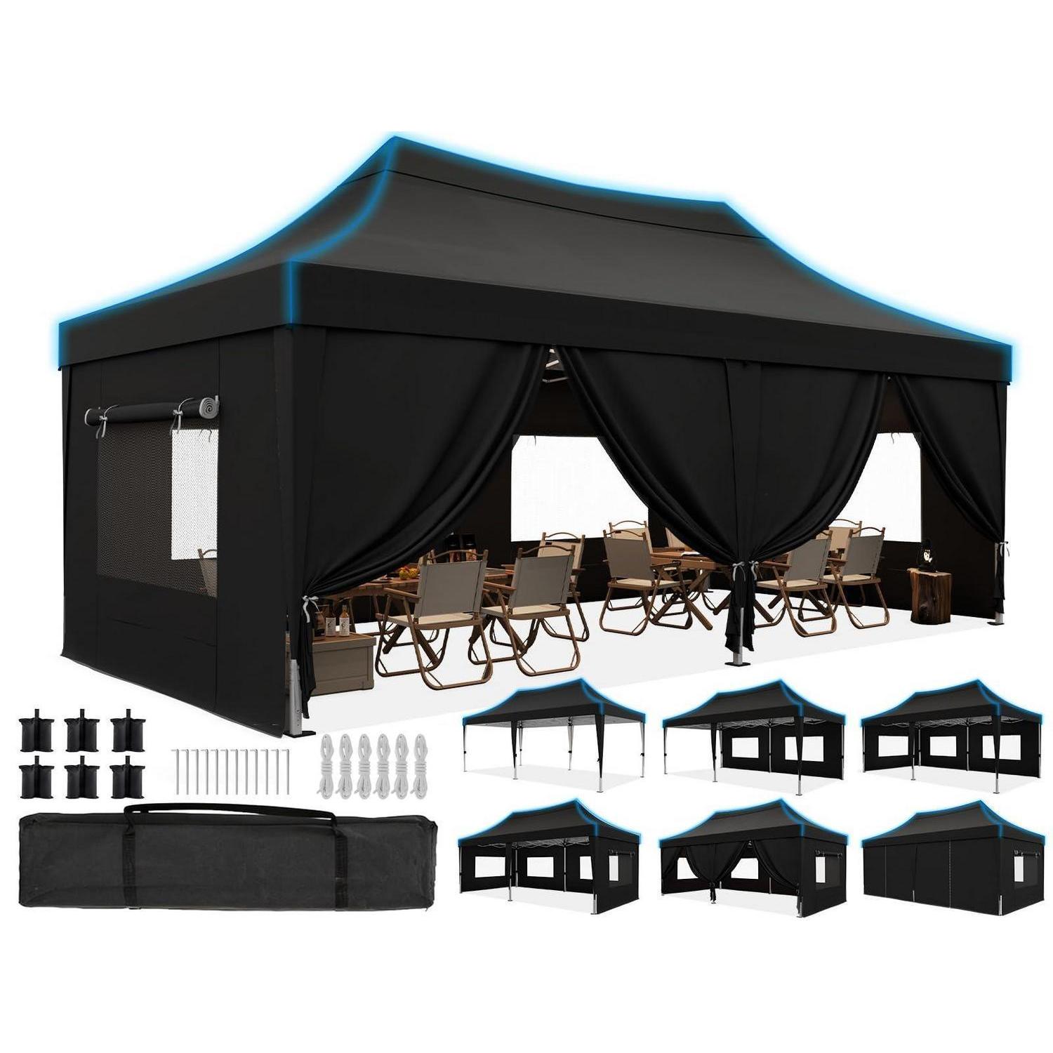Faltpavillon 3x6m Wasserdicht Mit Seitenwänden, Uv-schutz, Stahlrahmen, Pop-up Gartenpartyzelt