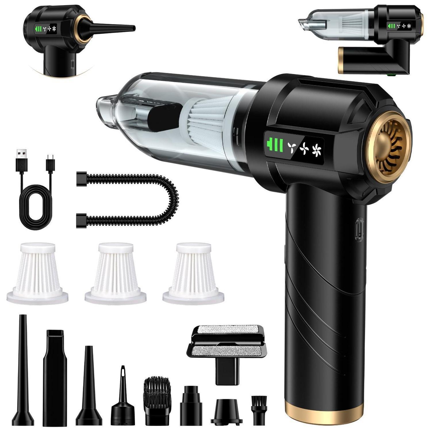 Akku-handstaubsauger 28000pa, 4-in-1, Mit Lcd-display, Für Auto & Haushalt