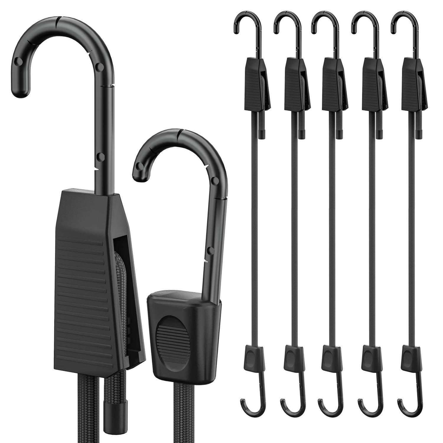 Verstellbare Spanngummis Mit Haken, 6er Set 45cm Schwarz, 100% Latex