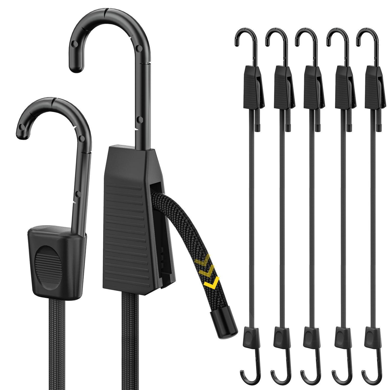 Verstellbare Spanngummis Mit Haken, 6er Set, 60cm, Schwarz
