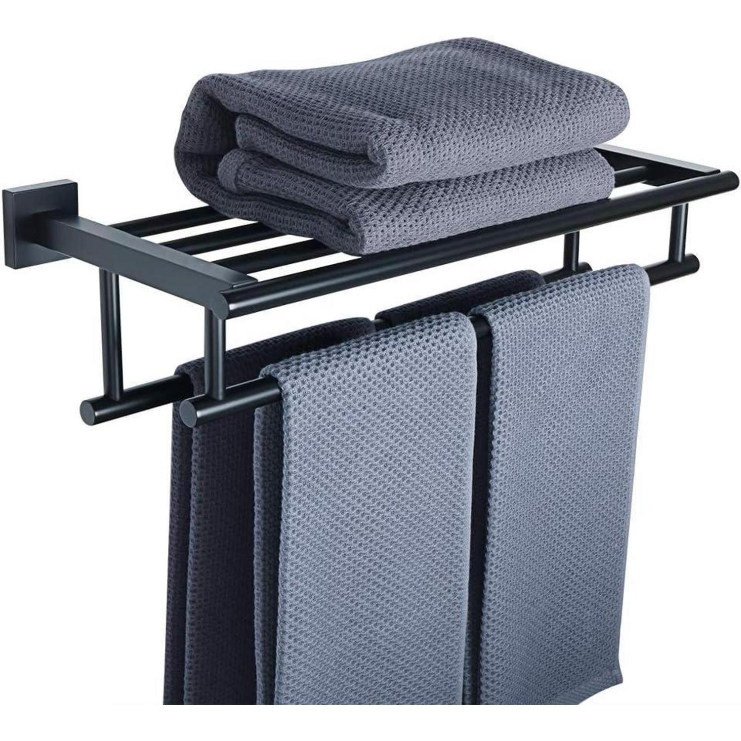 Doppelter Handtuchhalter 50cm Schwarz Edelstahl Wandmontage Bad Küche