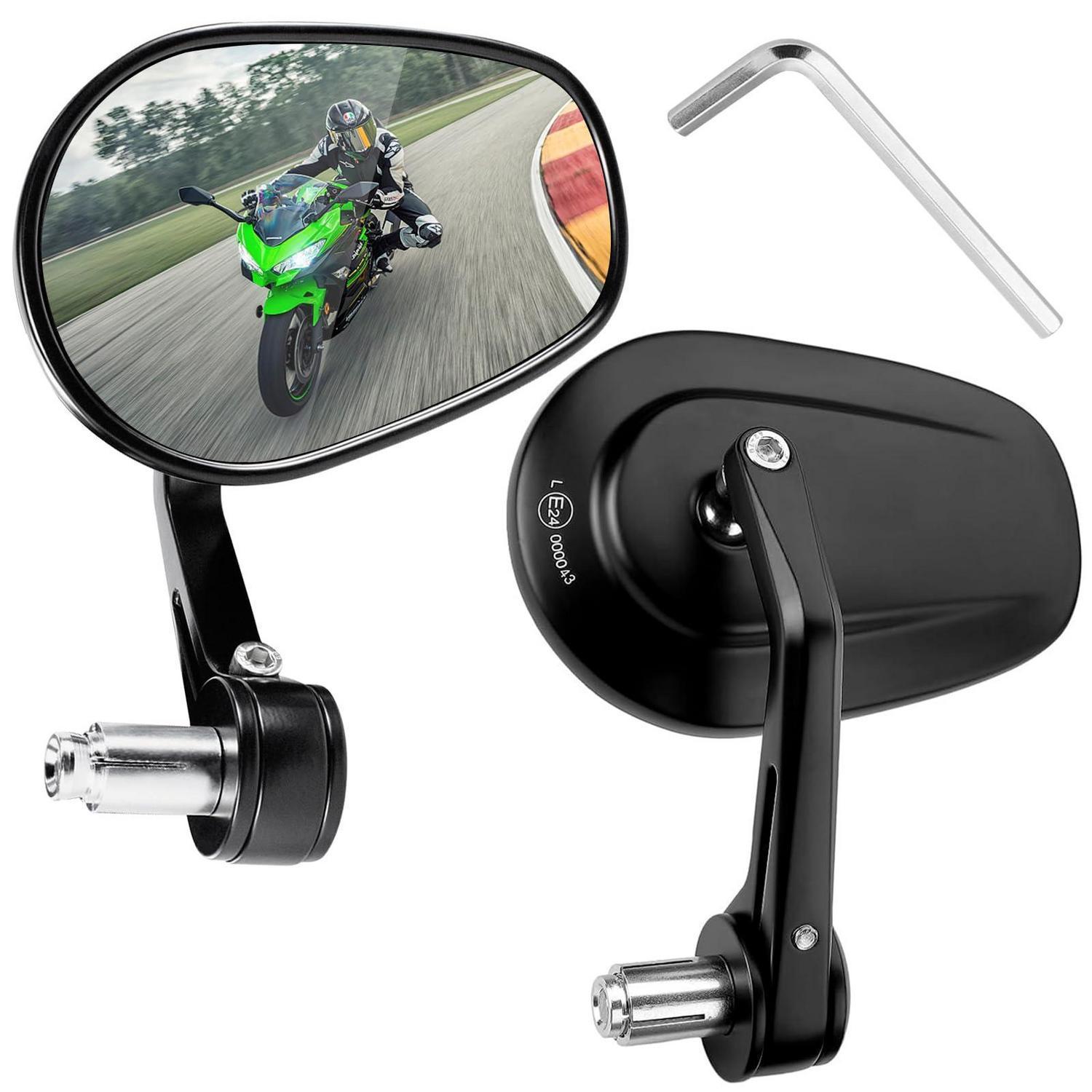 Motorrad Lenkerendenspiegel 2 Stück Oval 360° Drehbar Aluminiumlegierung Universal