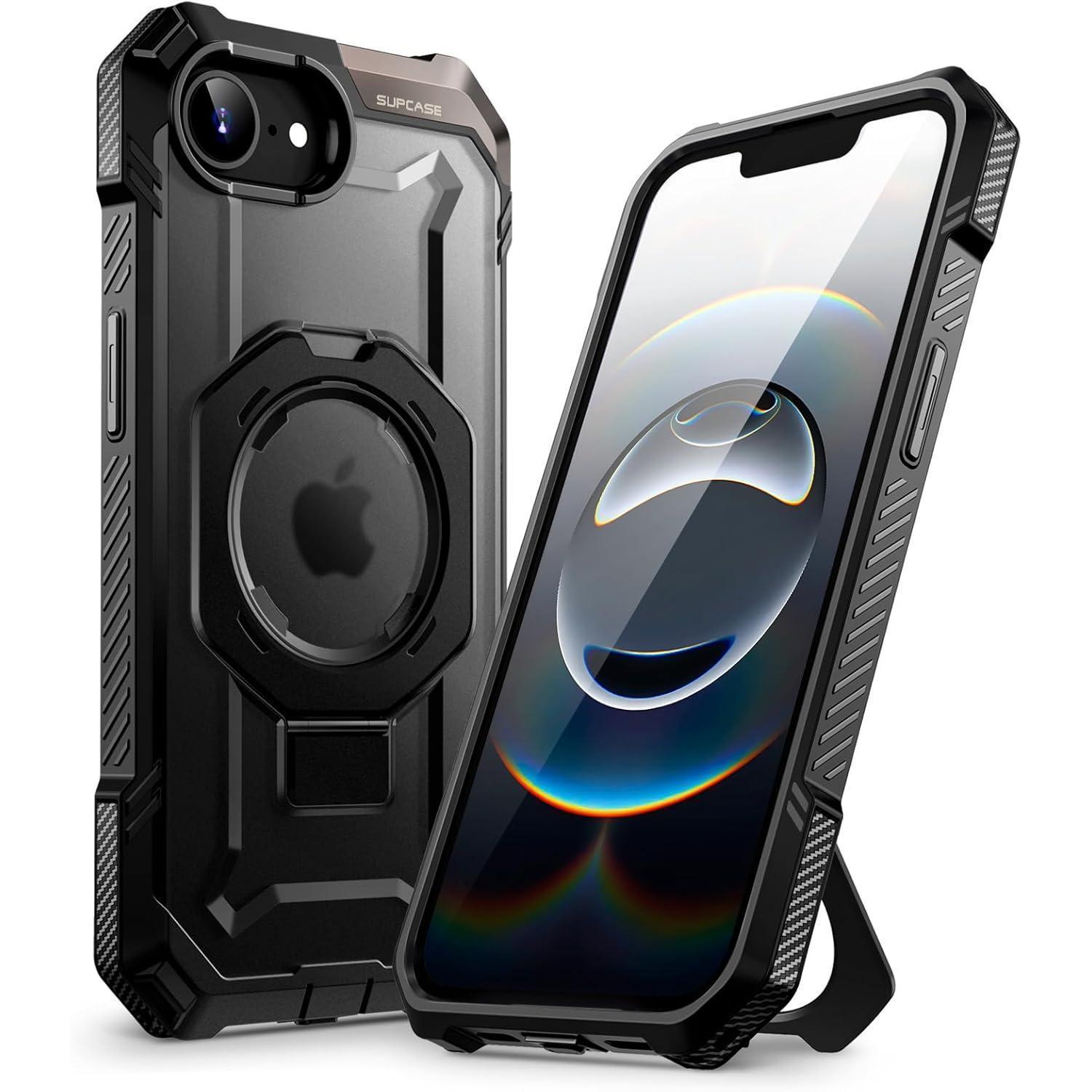 Schutzhülle Mit Ringständer Für Iphone 16e 6.1 Zoll, Magsafe Kompatibel, Robust, Schwarz