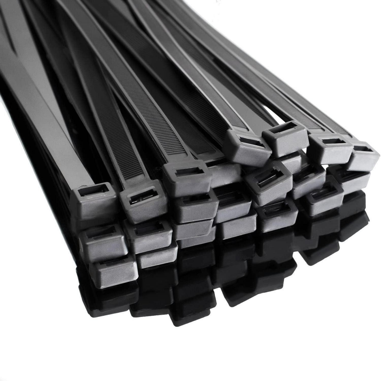 Kabelbinder Schwarz 600mm, 90kg Zugfestigkeit, Uv-beständig, 250 Stück