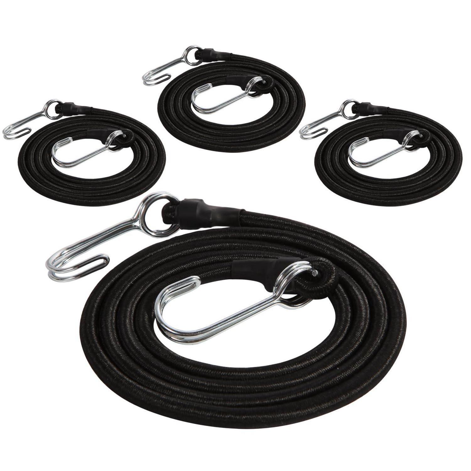 Spanngummi 4er Set Mit Haken, 150cm, 8mm, Schwarz