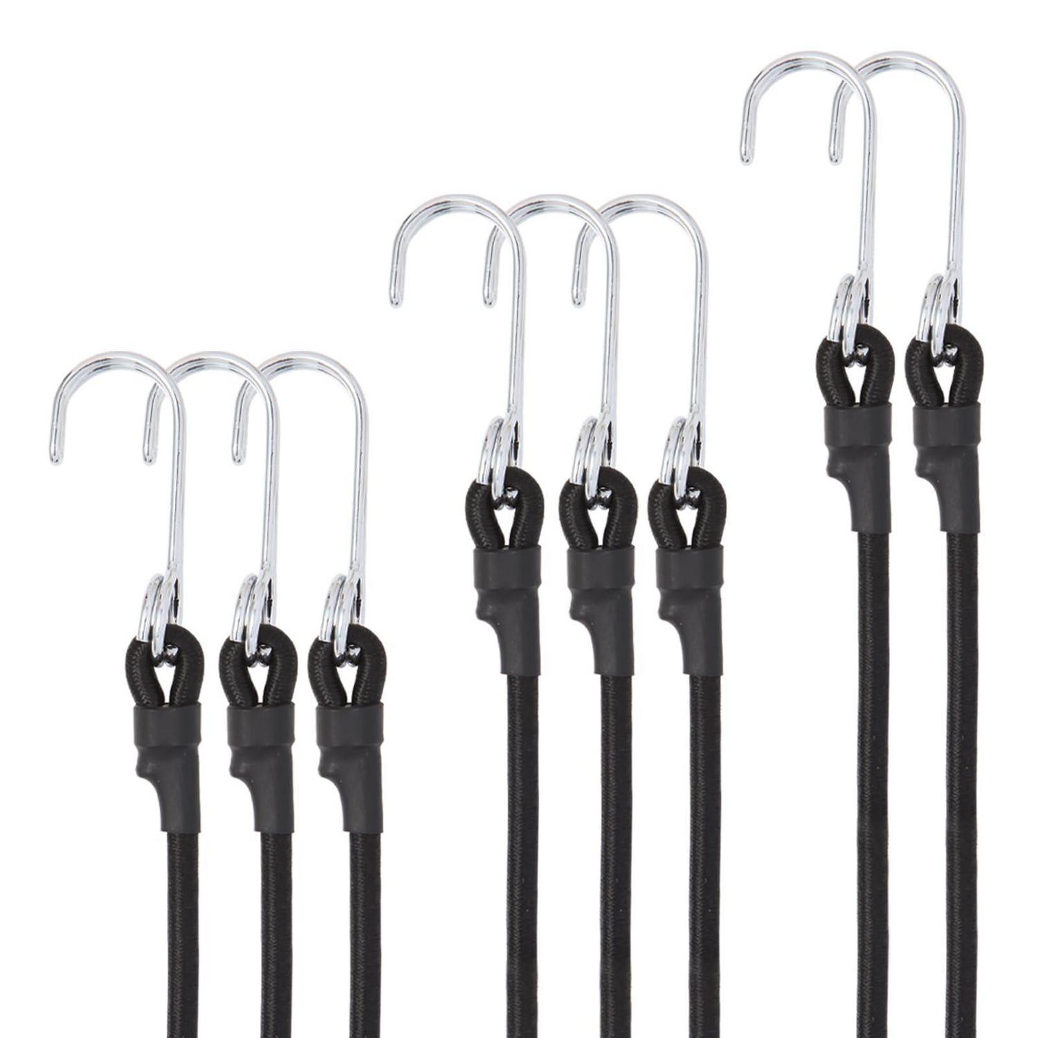 Spanngummi Mit Haken 8mm, 60cm, 8er Set, Schwarz