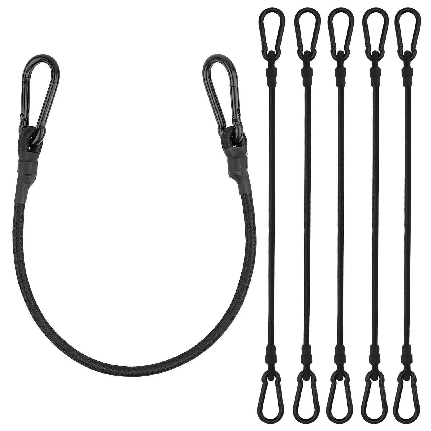 Spanngummi 6er Set Mit Karabiner, 60cm, 8mm, Schwarz, Für Gepäck, Fahrrad, Plane