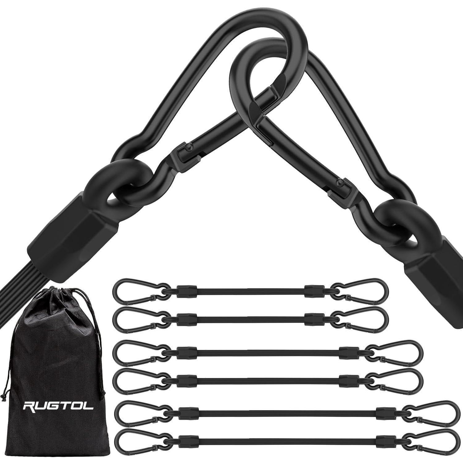 Spanngummi Mit Karabiner 6er Set, 30/60/80cm, Schwarz