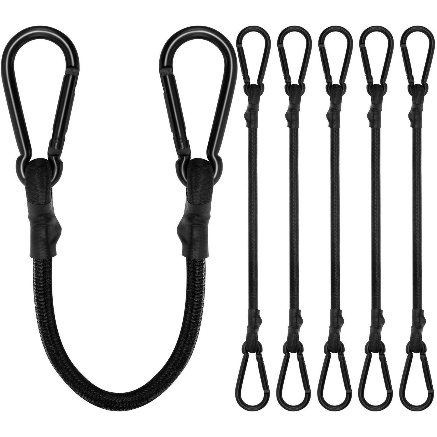 Spanngummis Mit Karabiner 6er Set 20cm Schwarz Für Gepäck, Auto, Outdoor