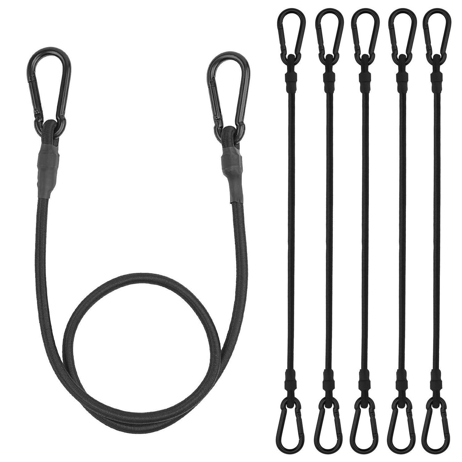 Spanngummi 6er Set Mit Karabiner, 100cm, 8mm, Hochelastisch, Schwarz