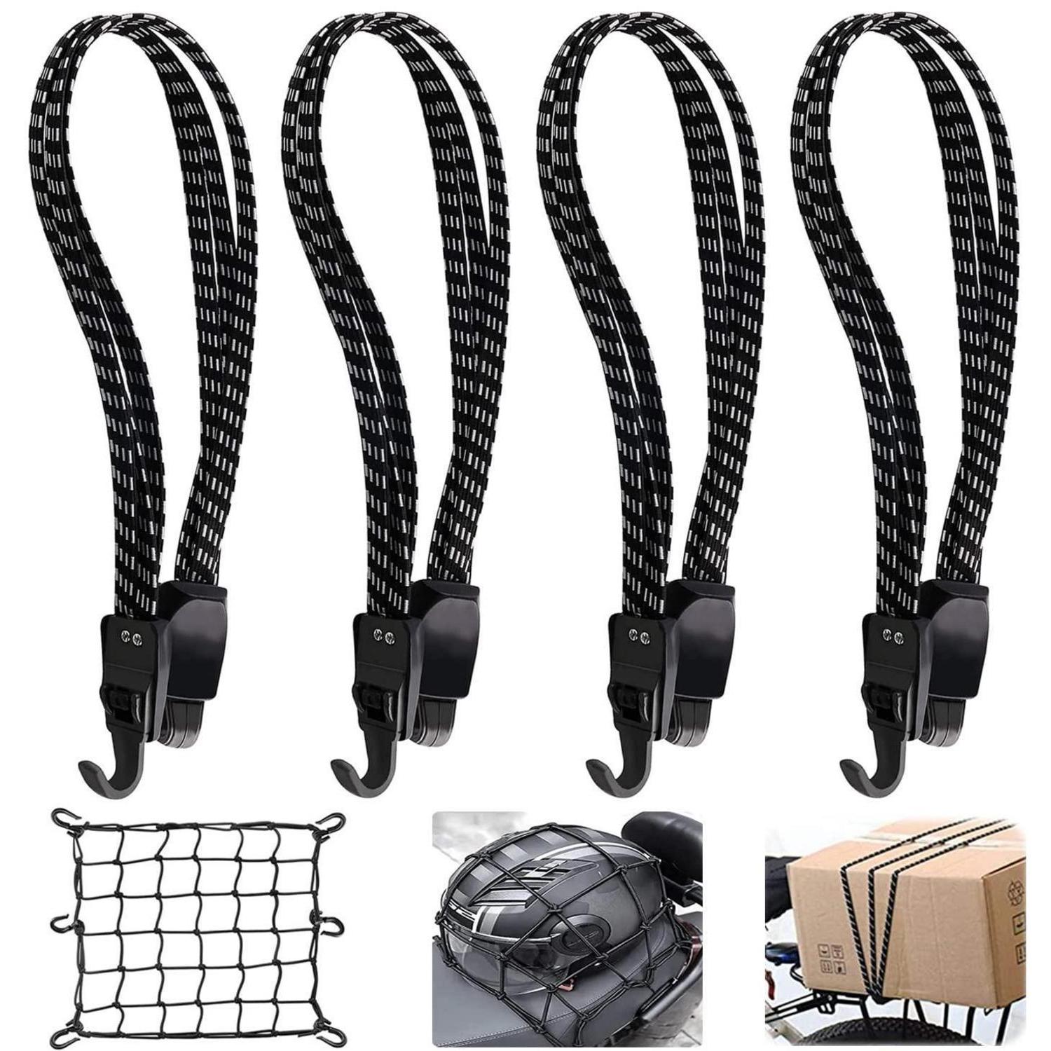 Spanngurte 4er Set Mit Haken, 3in1 Gummispanner Elastisch Für Gepäckträger, Motorrad, Fahrrad