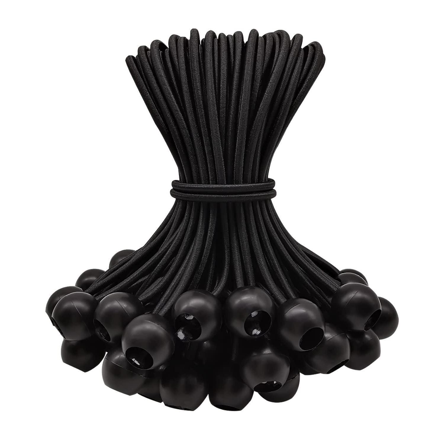 Spanngummis Mit Kugel 50 Stück, 15cm, Dehnbar Bis 30cm, Schwarz