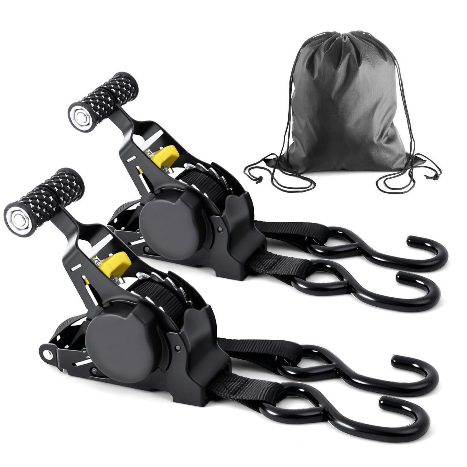 Spanngurte Mit Ratsche 2 Stück, 2,5cm X 3,3m, 680kg Bruchfestigkeit, Selbstaufrollend