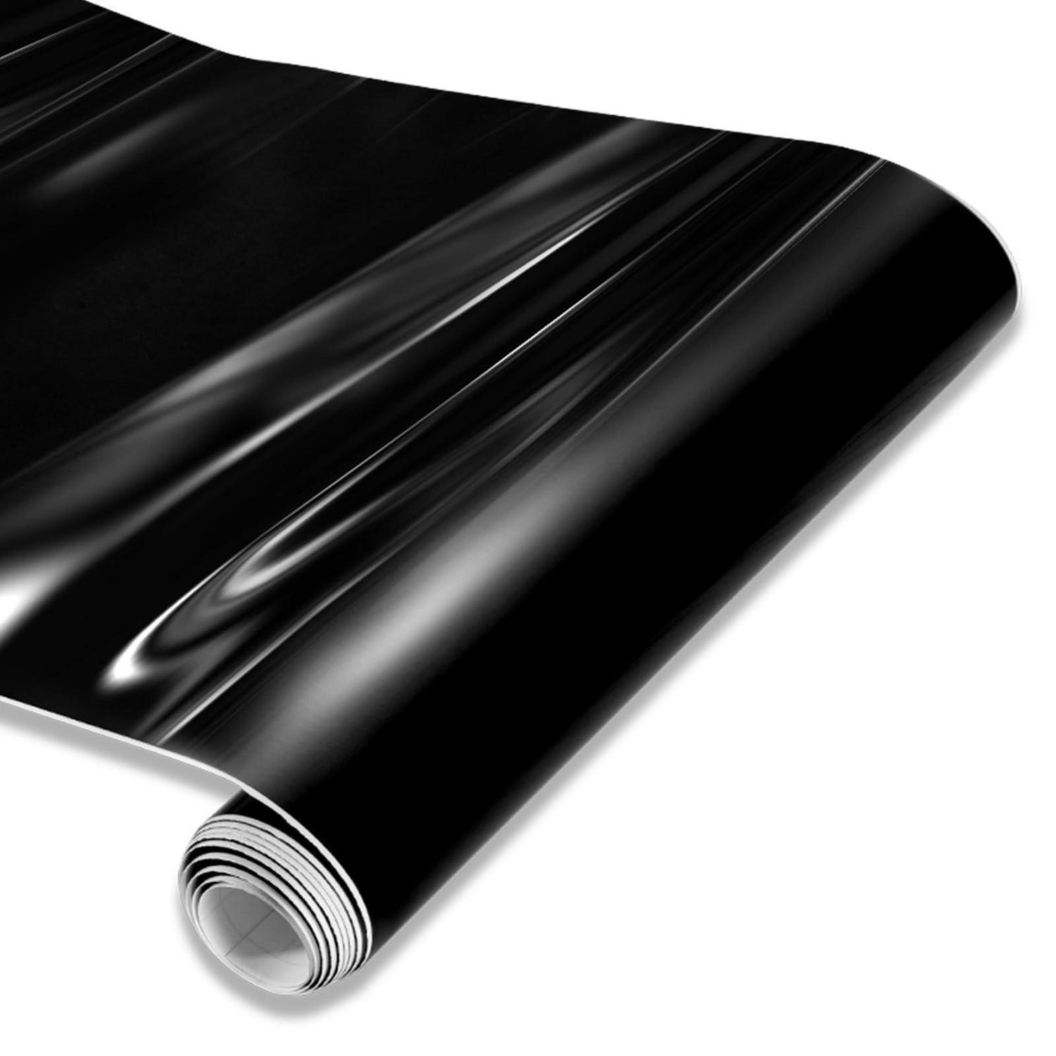 Hochglanz Vinylfolie Schwarz 30,5x152cm Blasenfrei Klebefolie Für Auto Motorrad Diy
