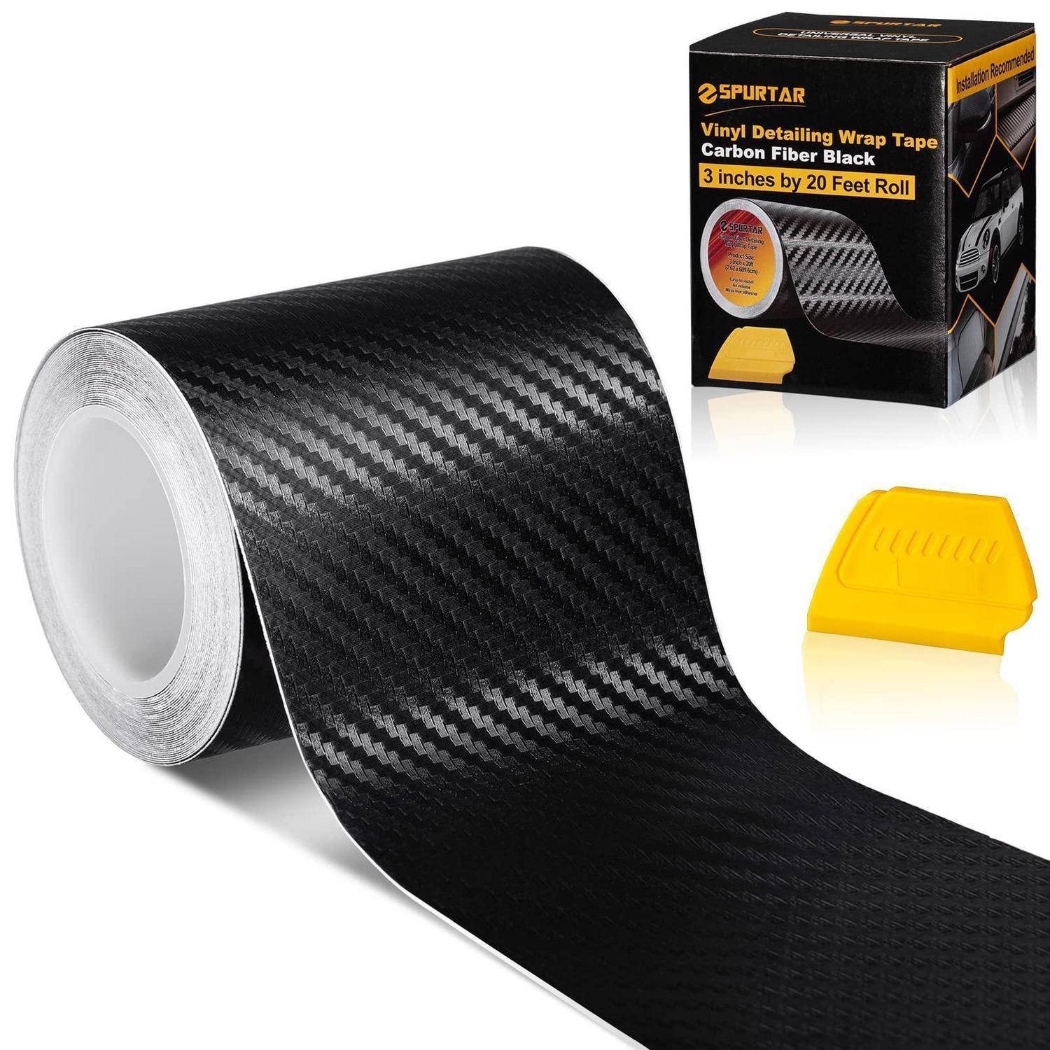 3d Carbon Fiber Vinyl Folie 7,6cm X 600cm Schwarz Mit Rakel