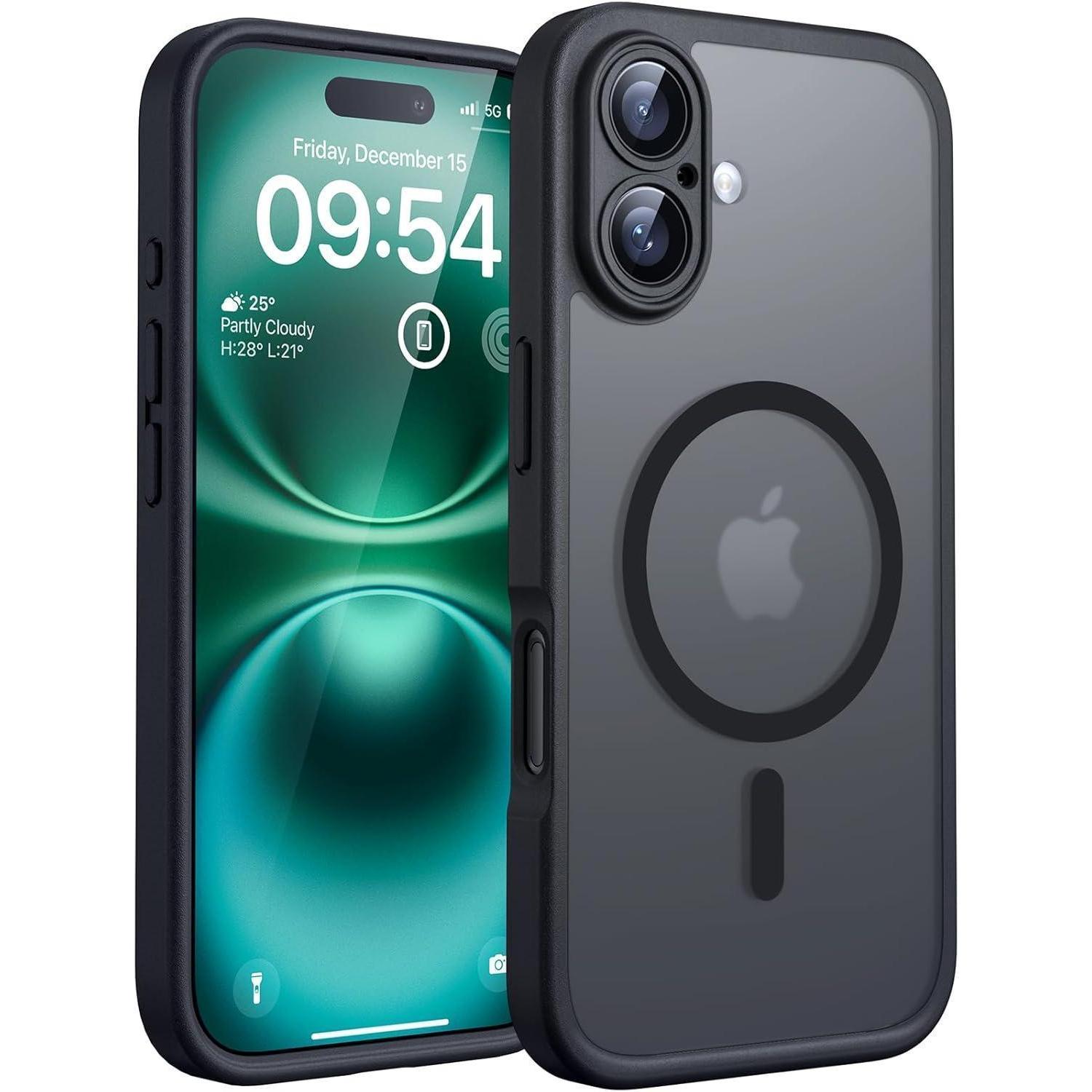 Iphone 16 Plus Hülle Magsafe, Kameraschutz, Stoßfest, Matt, Schwarz