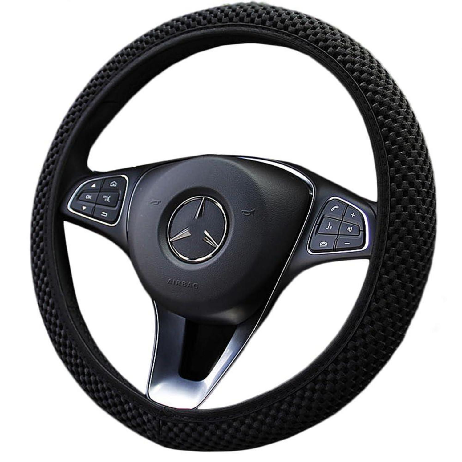 Lenkradhülle Universal Anti Rutsch Plüsch Für 37-39 Cm Lenkräder Schwarz