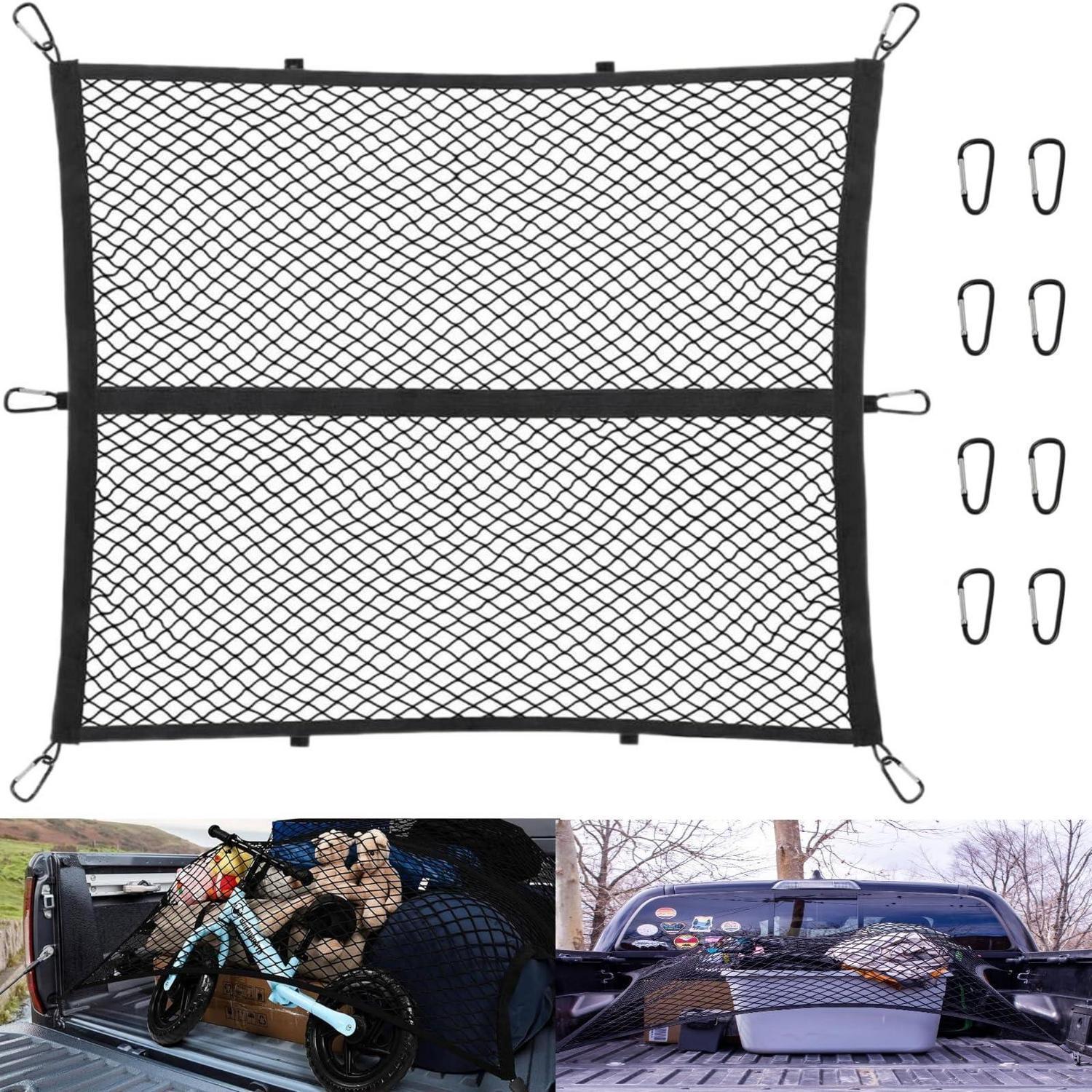 Gepäcknetz Auto Lkw 120x120cm, Hochelastisch, Mit 8 Haken