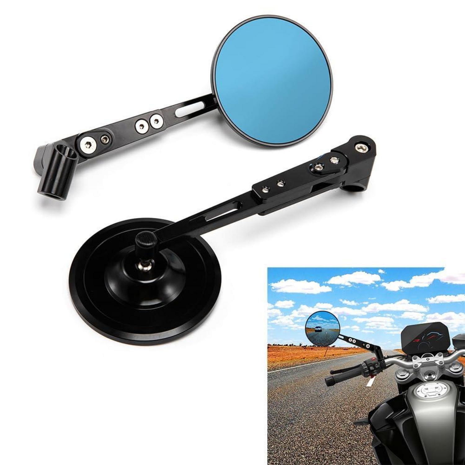 Motorrad Spiegel Set 8mm 10mm Verstellbar Für Roller Moped Quad Konvexes Glas