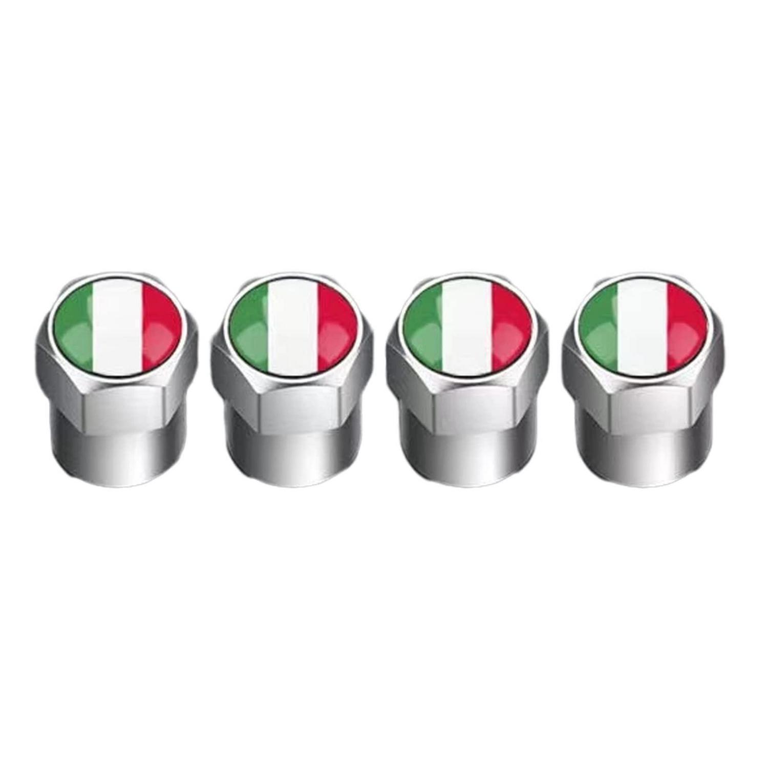 Ventilkappen Auto Italienische Flagge, Reifen Ventilschaftkappen Aluminiumlegierung